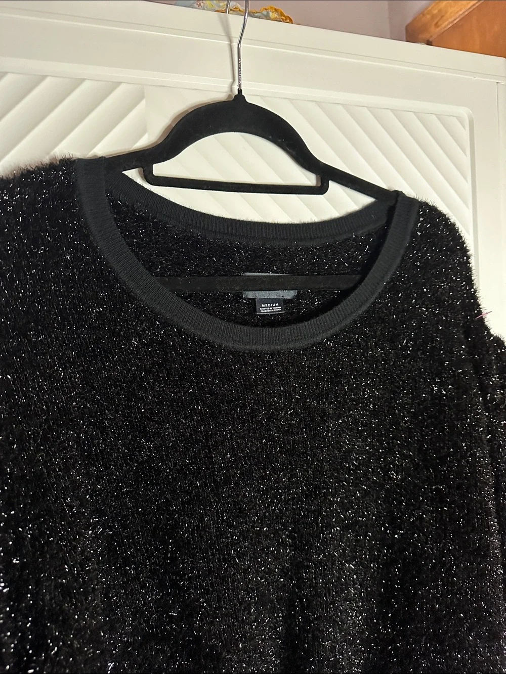 Anthropologie Black Sparkle Crewneck Sweater